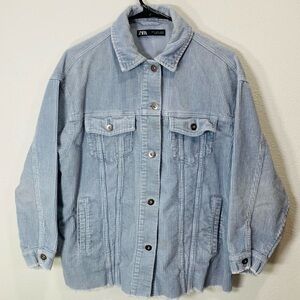 Zara Light Blue Corduroy Jacket Shaket